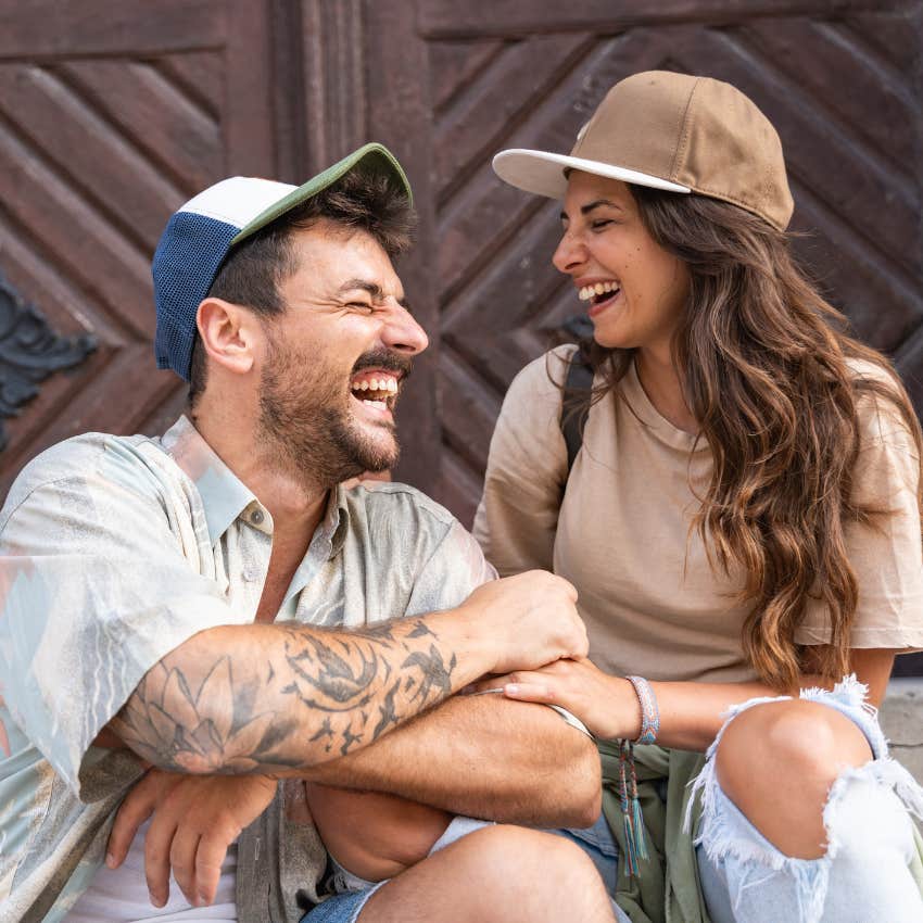 happy couple who respects each other laughing together