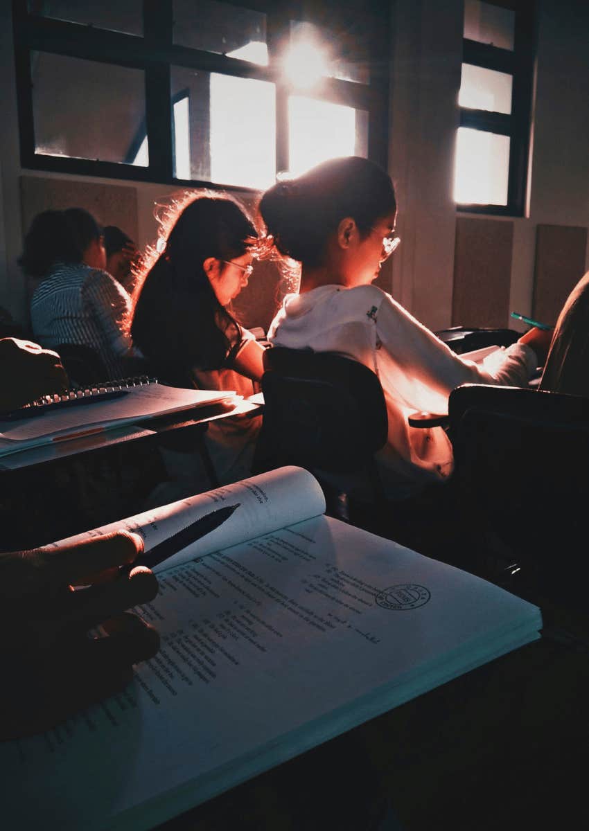 darkened full public school classroom