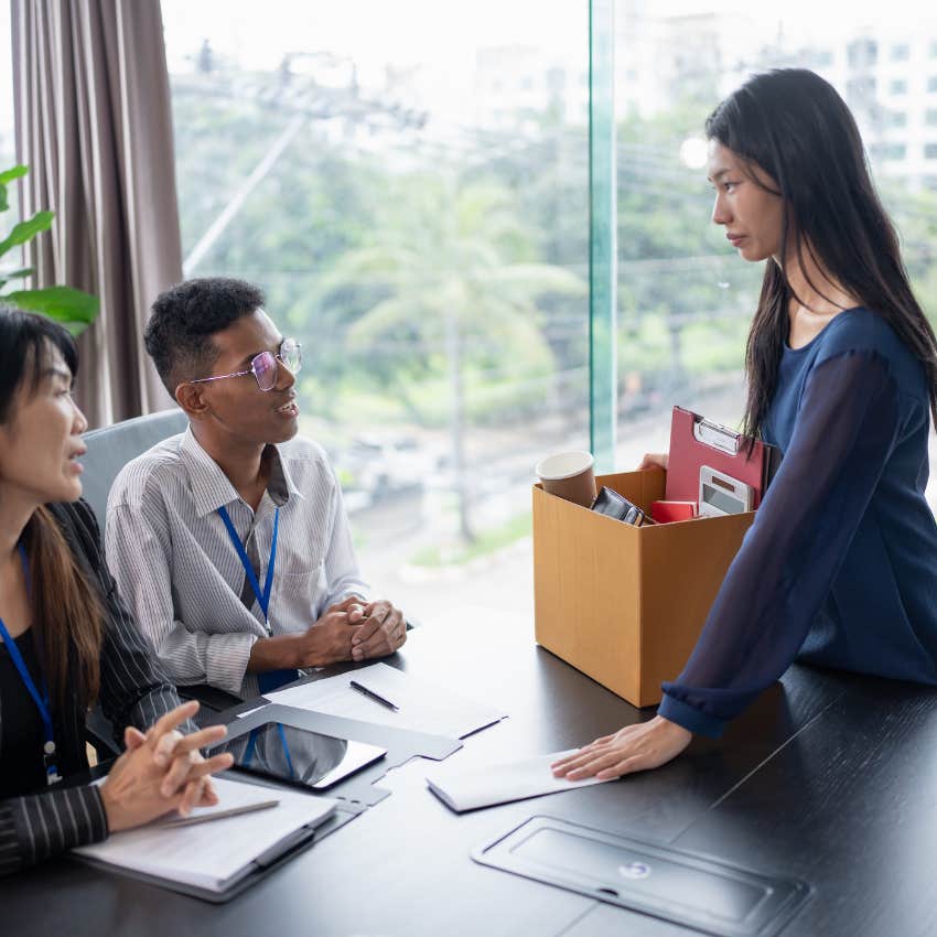 high iq woman who refuses to be taken advantage of at work leaving a disrespectful environment