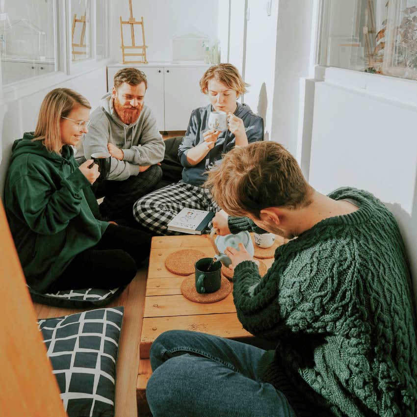 friends hanging out together in silence