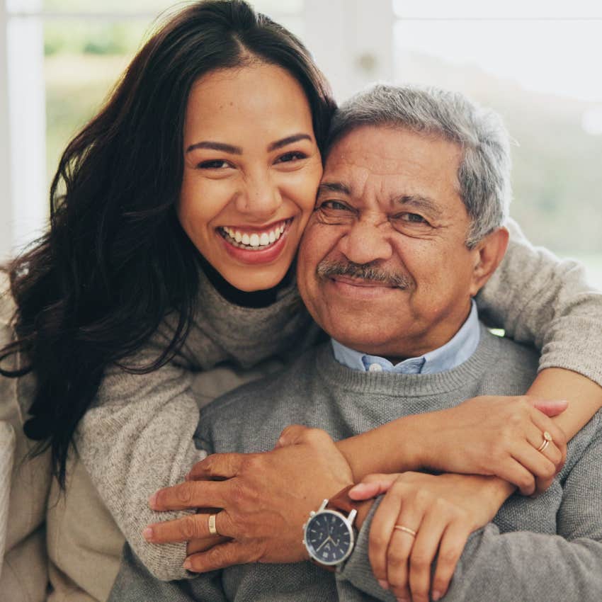 woman with aging dad understands most of what people chase in life doesn't matter
