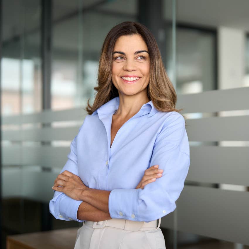gen x professional woman smiling at work