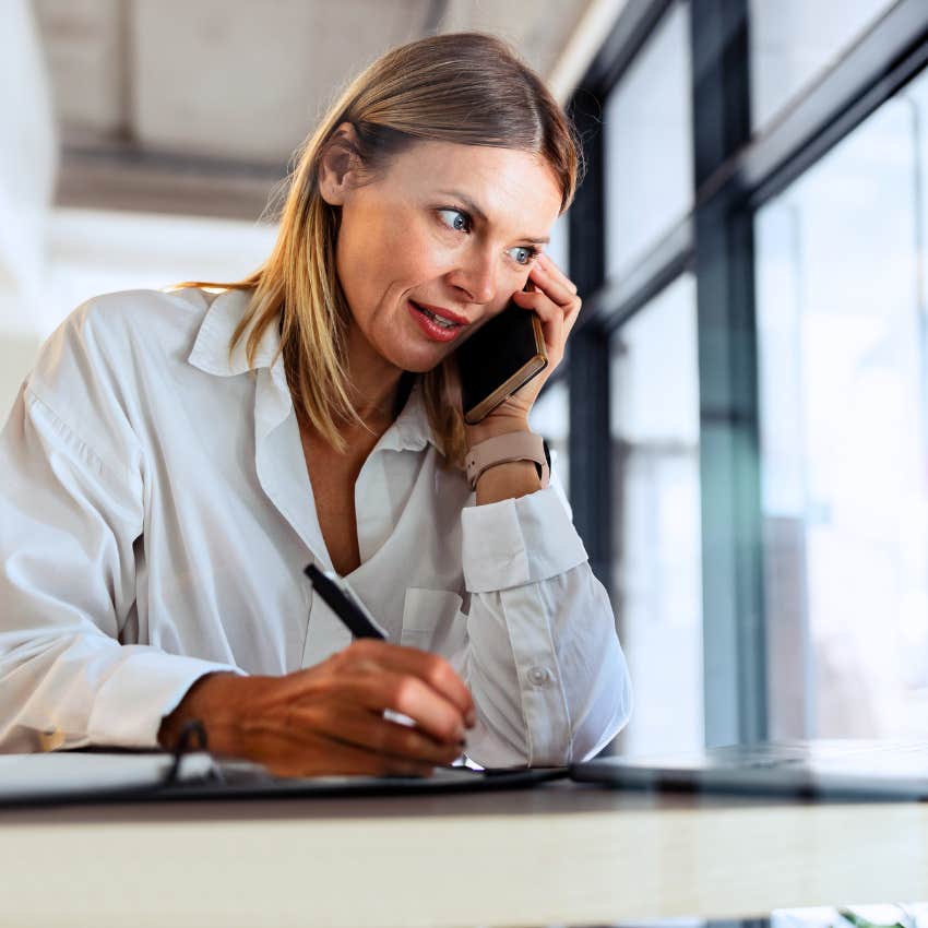 Gen X woman on her phone calling instead of texting first