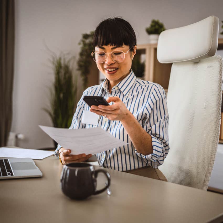 Gen Z woman using QR codes at work