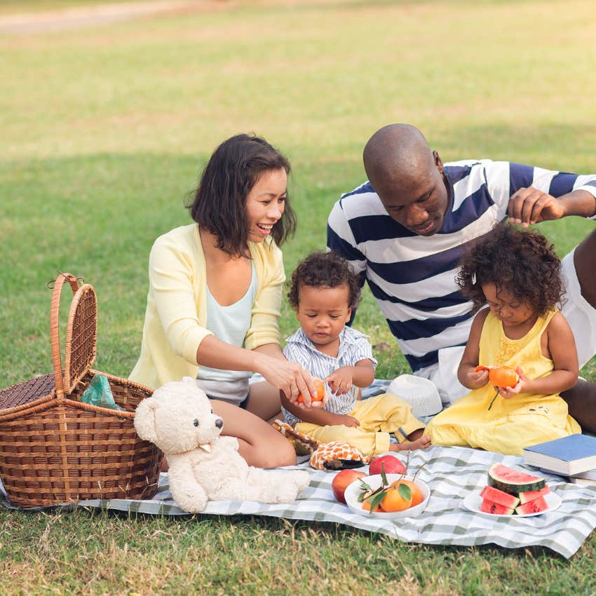 happy family on a picnic together
