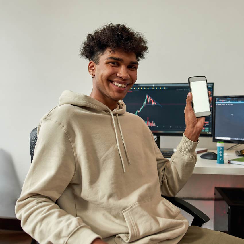 gen z young man with his phone