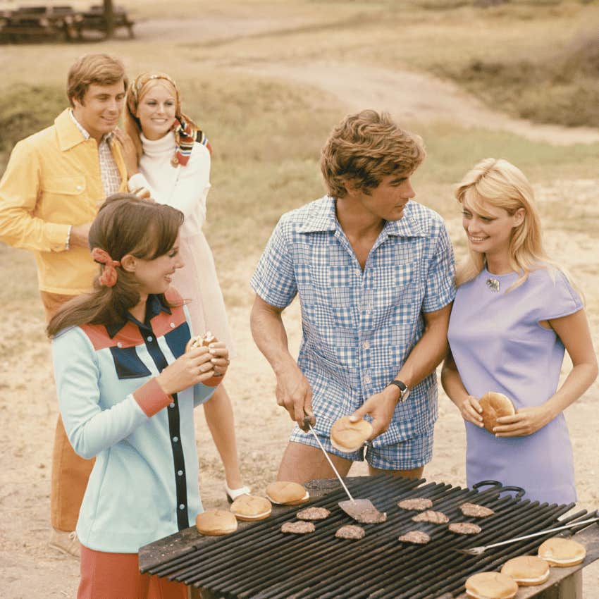 group of friends during an 80s backyard hangout