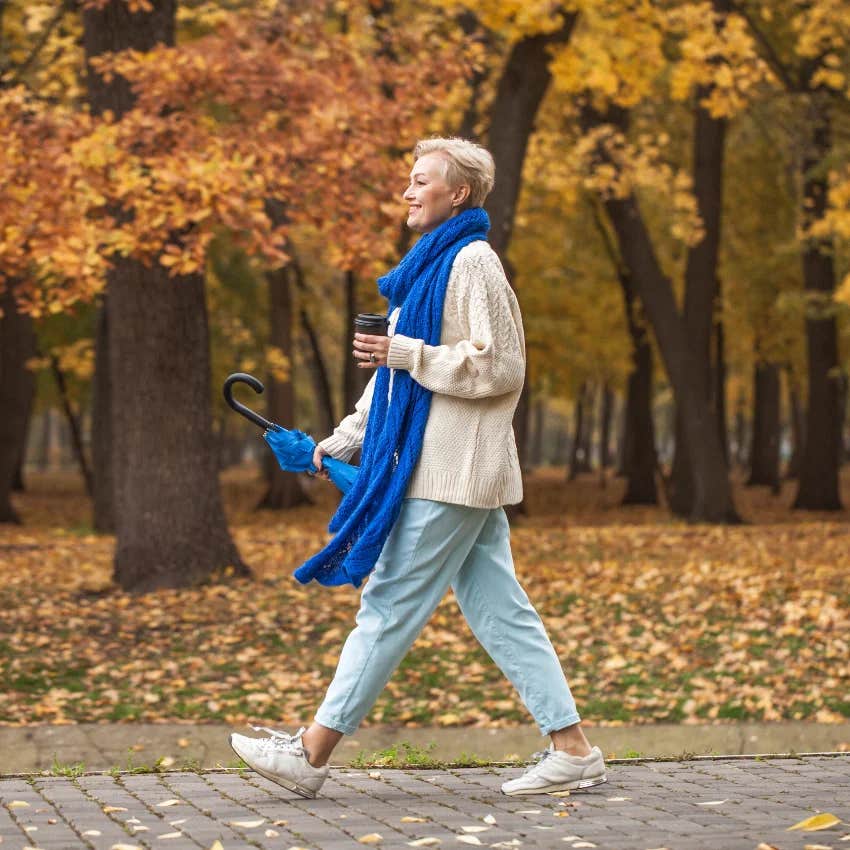 woman who has her life together walking outside