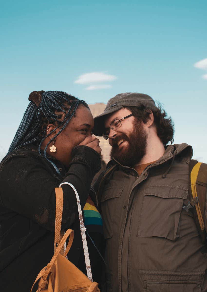 happy couple laughing together