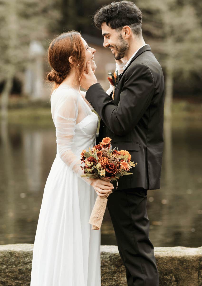 happy newlywed couple