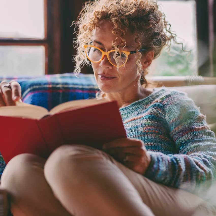 woman who has a book reading hobby that doesn't feel like therapy but is good for her mental health