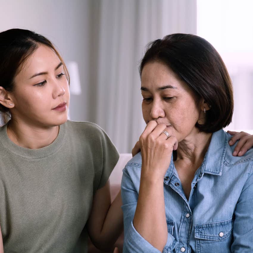 independent woman worried about being a burden talking with daughter