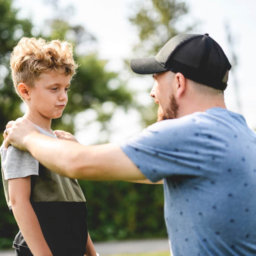 dad telling young son you probably forgot something