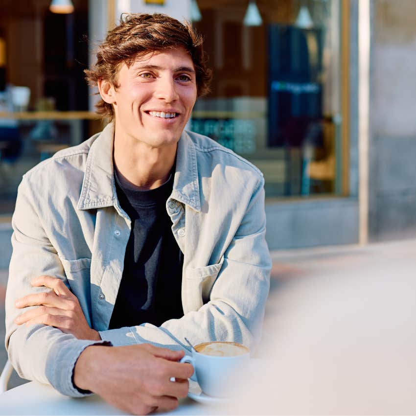 empathetic man making people feel safe while talking to a friend