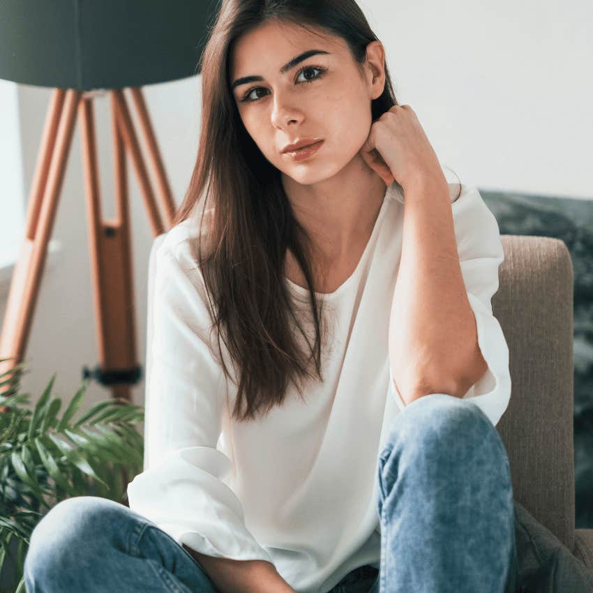kind woman sitting alone