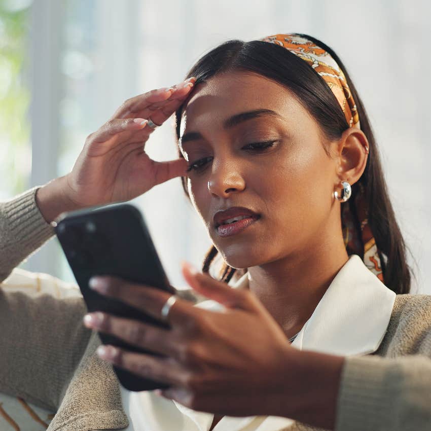 overwhelmed woman compares herself on social media and feels like life feels harder now
