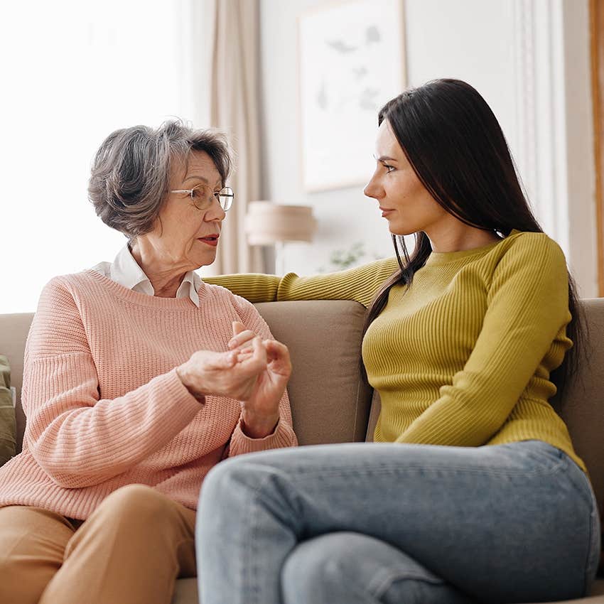 woman listening deeply to grandmother speak