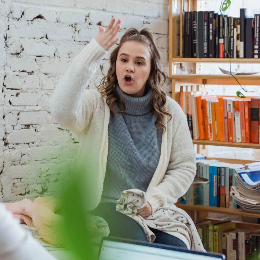 judgmental woman yelling at her partner saying we're doing it this way
