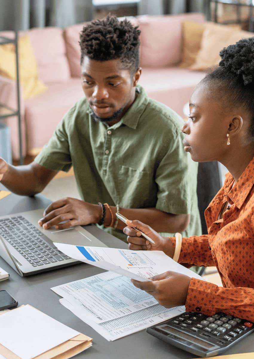 middle class couple financial planning together