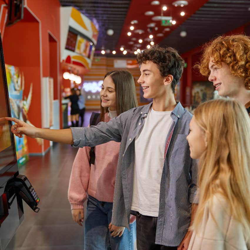 millennial kids hanging out at the mall