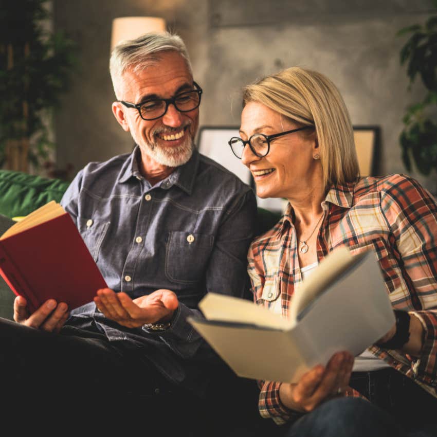 Older couples who believes that simple lives are the best lives reading at home.