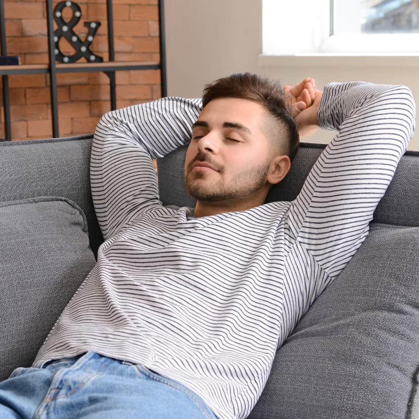 man whose life is less stressful because he leaves work at work