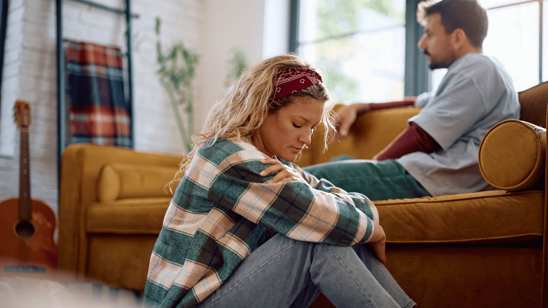 mentally emotionally exhausting woman thinking no one ever helps me