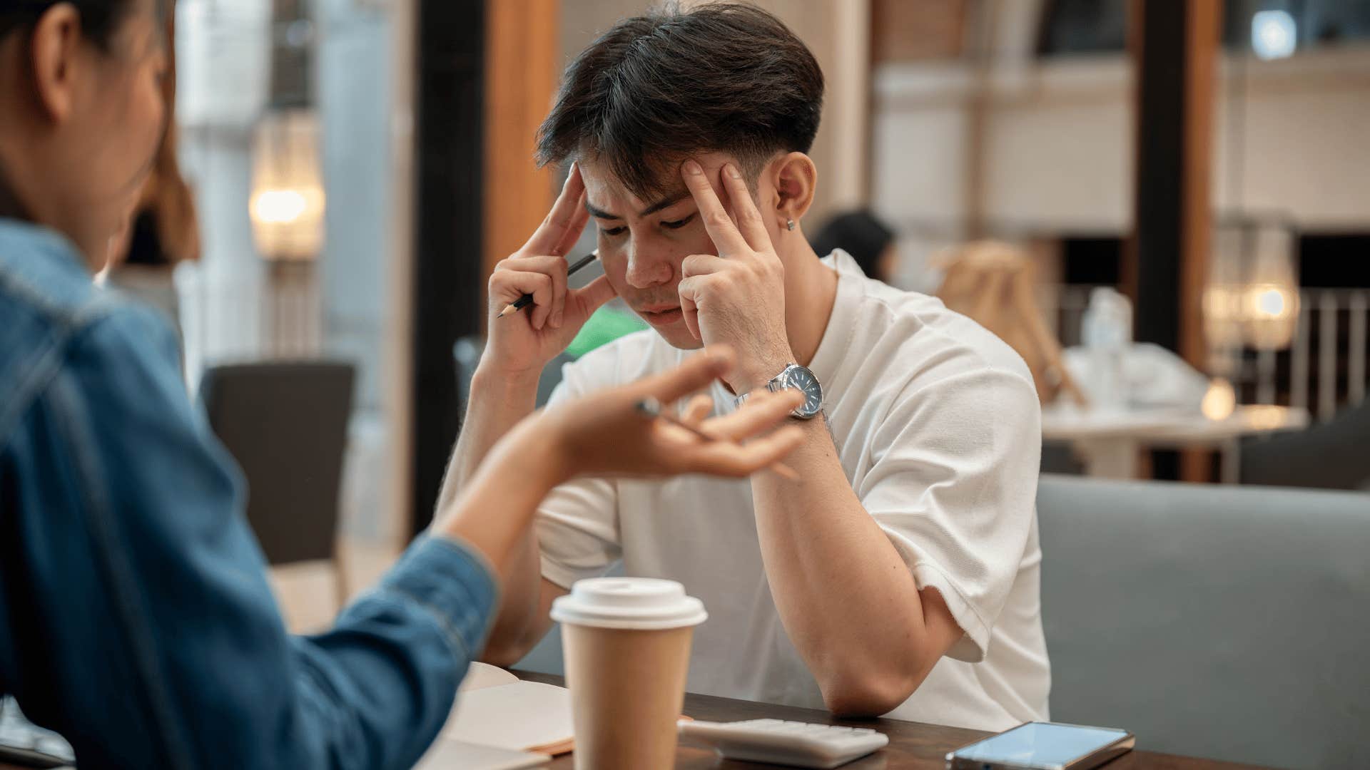 mentally and emotionally intelligent man saying give me a moment please