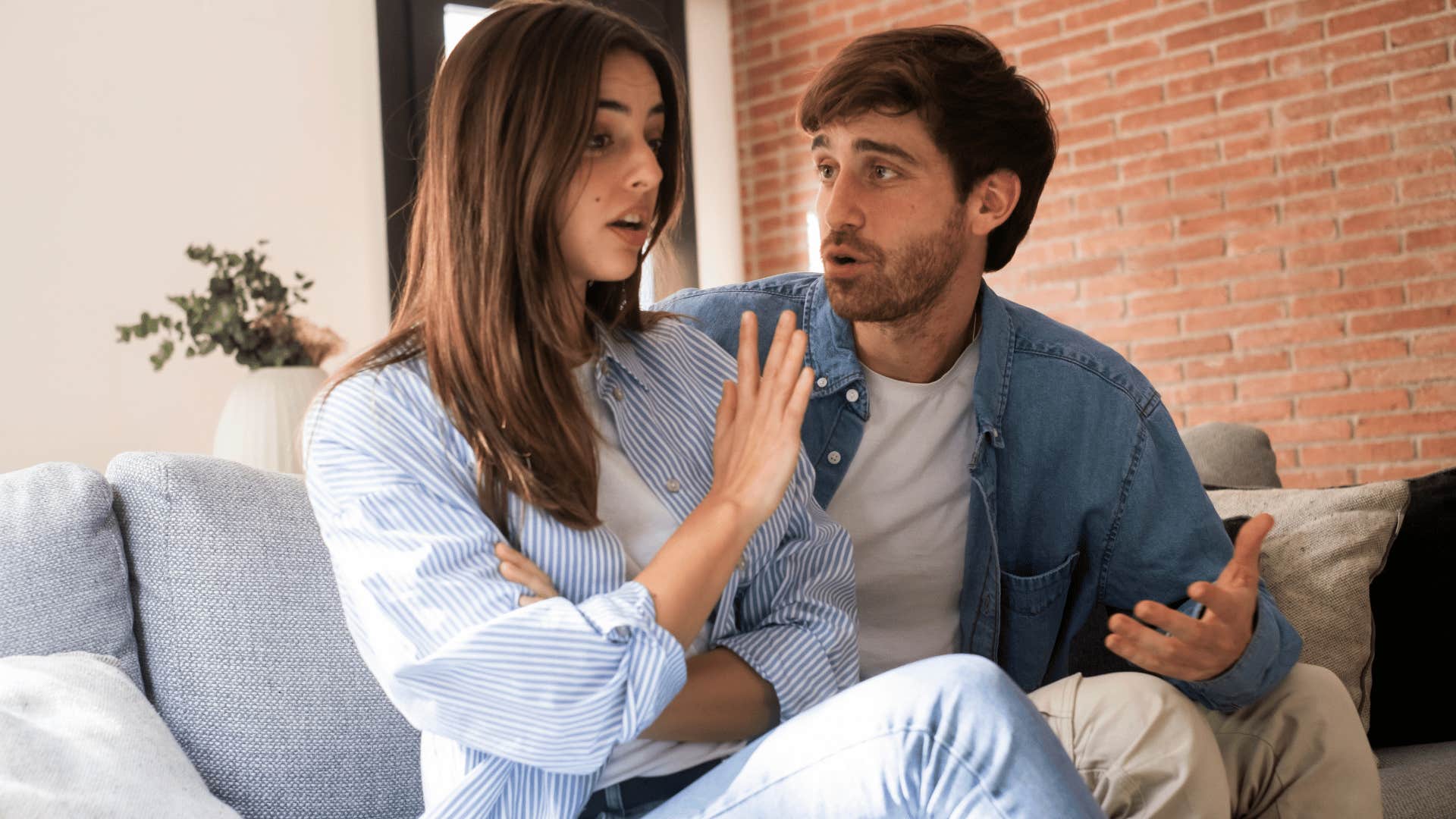 woman cutting off man as she says i don't need help