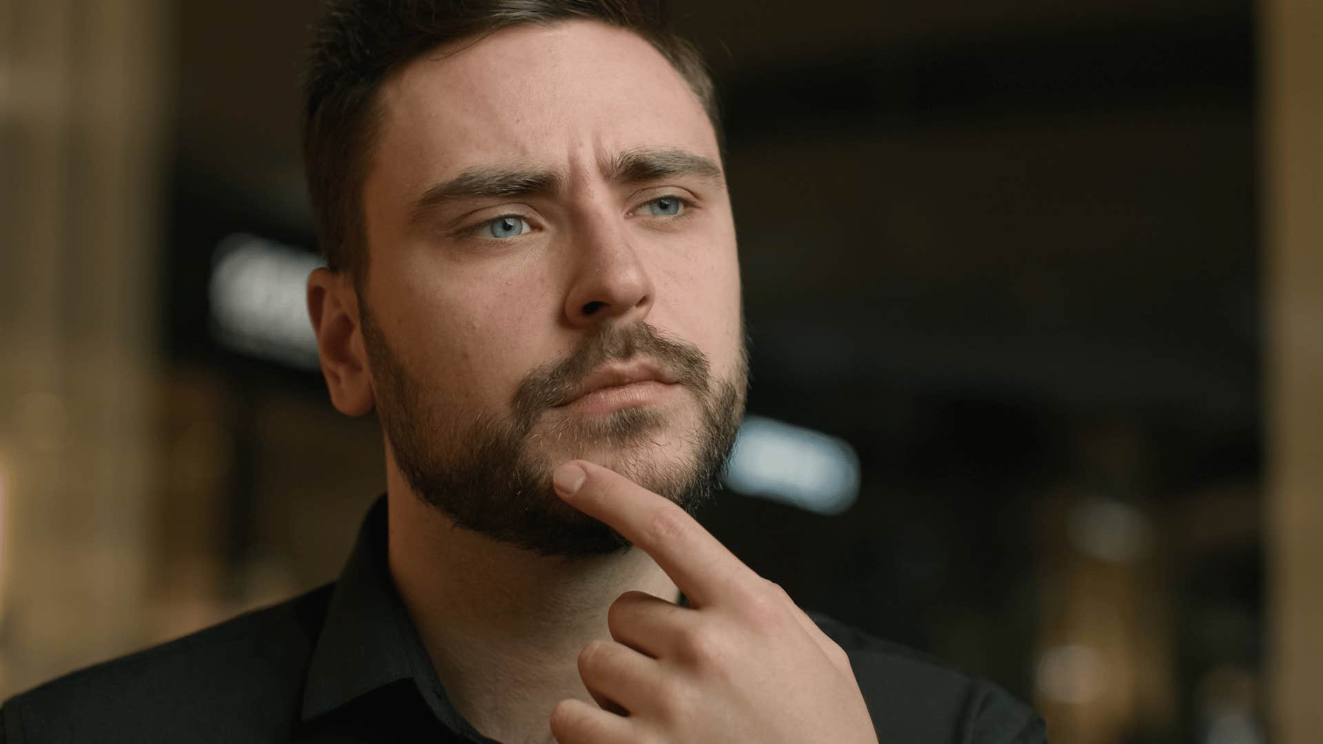 man thinking deeply as he says that never crossed my mind