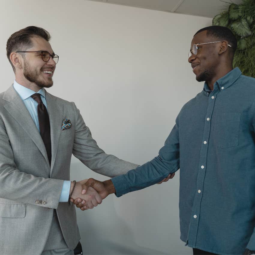 man who quietly commands respect shaking hands instead of asking someone to respect him