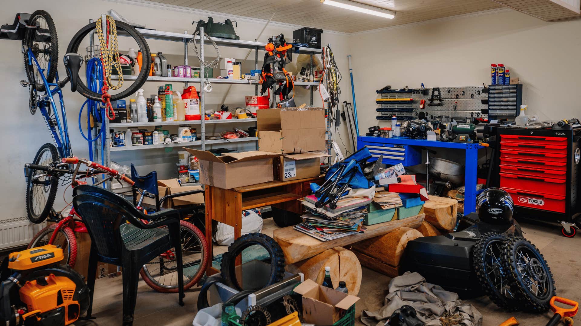 garage full of things that should've been thrown out years ago