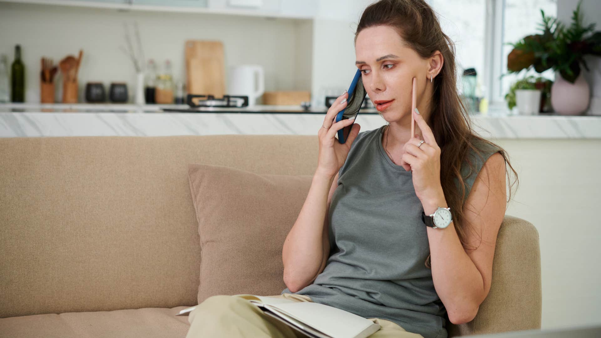 gen x woman answering an unknown call