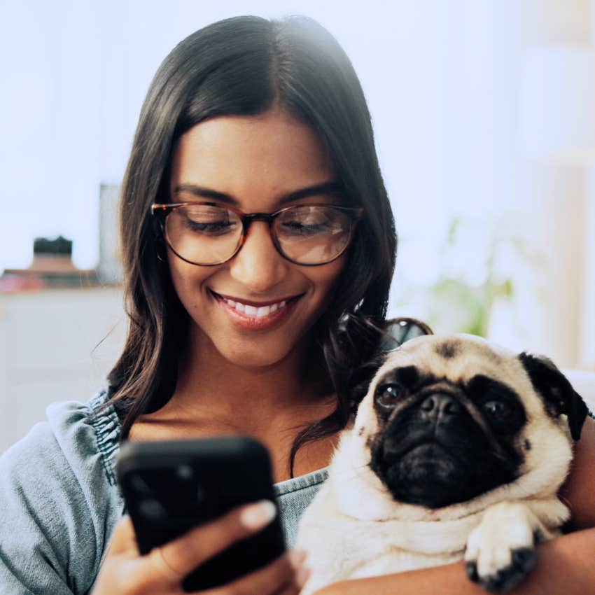 Woman posting everyday life online at home.