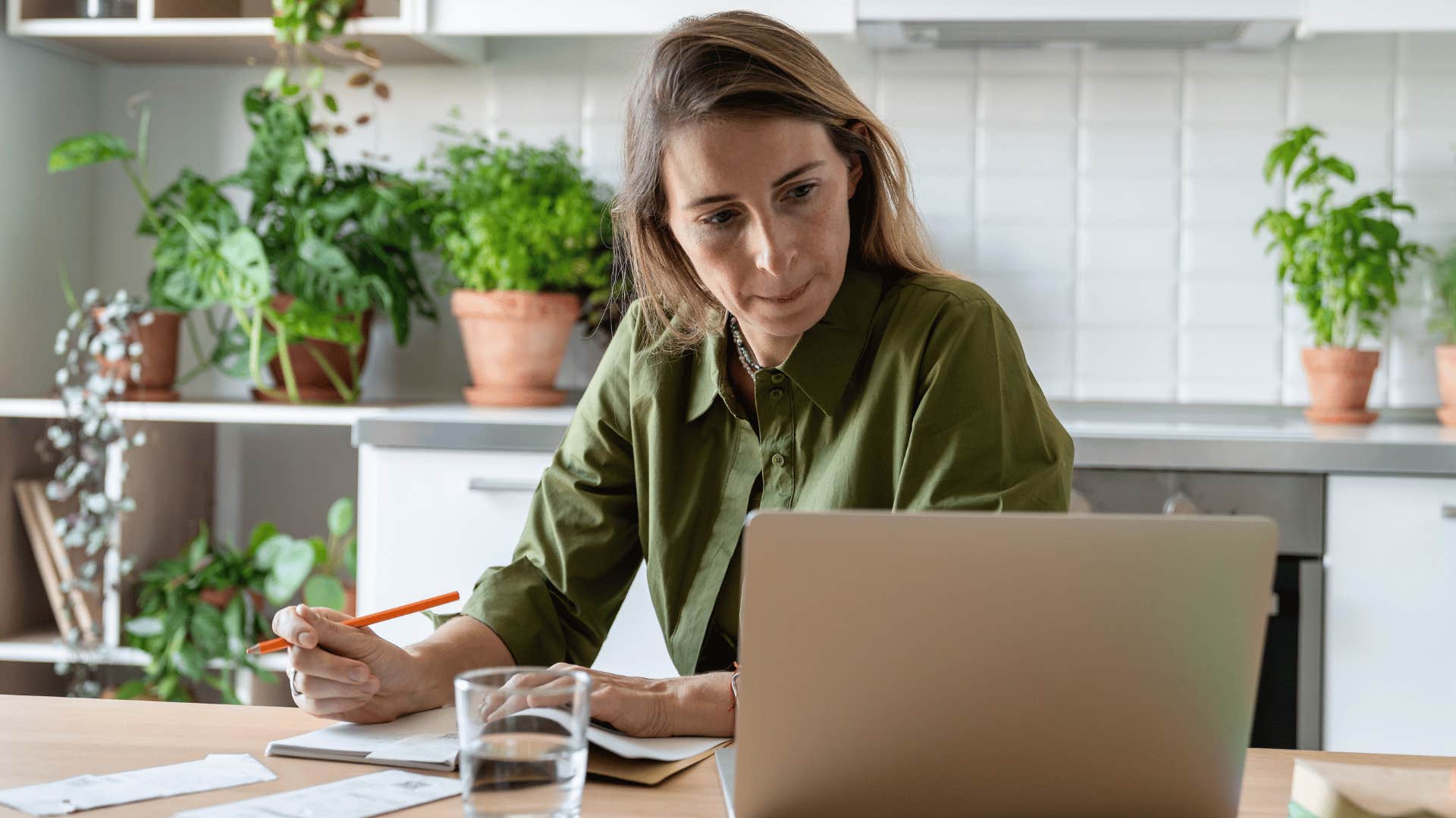 middle aged woman worrying about her retirement plan
