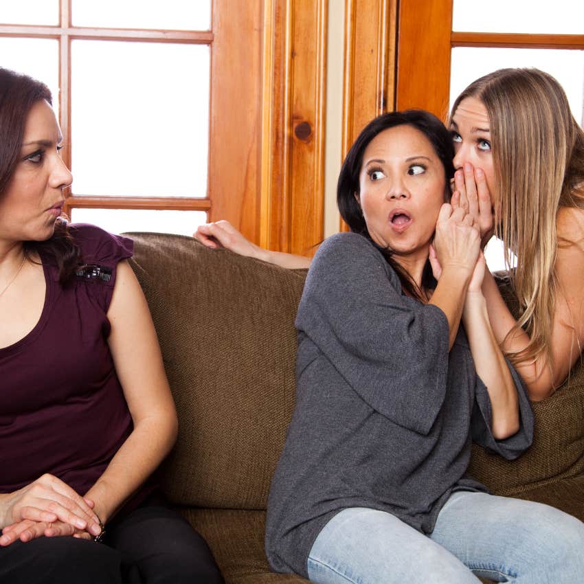 woman who needs to be in the spotlight sharing gossip