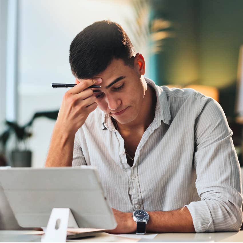 highly self-aware man working saying I'm going back and forth