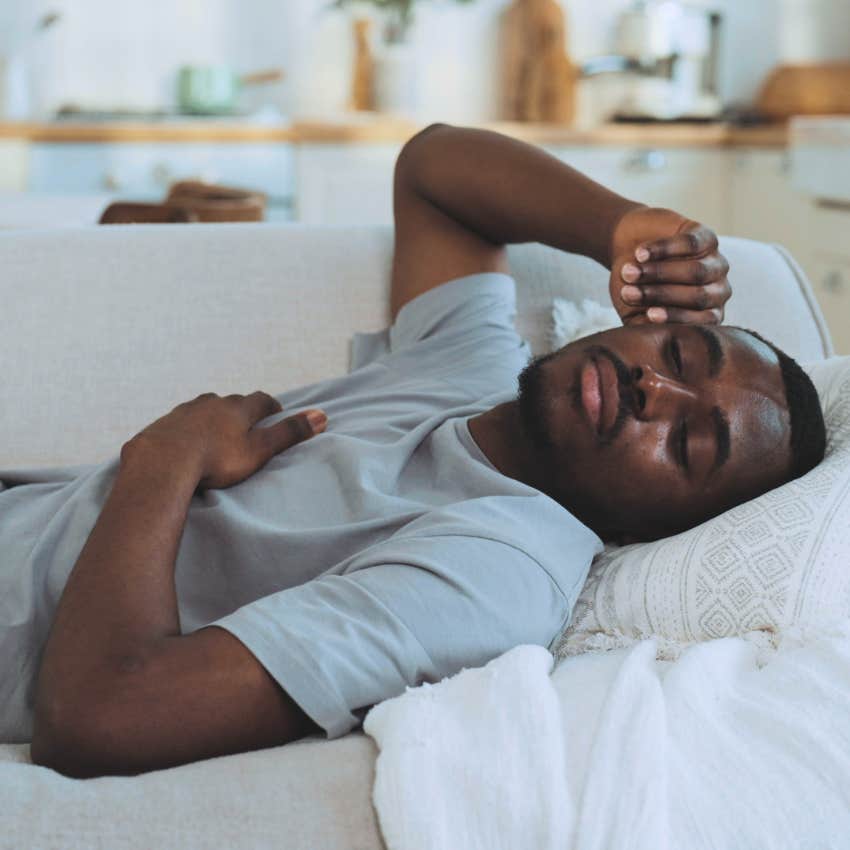 Lazy and incompetent man ignoring tiny issues at home