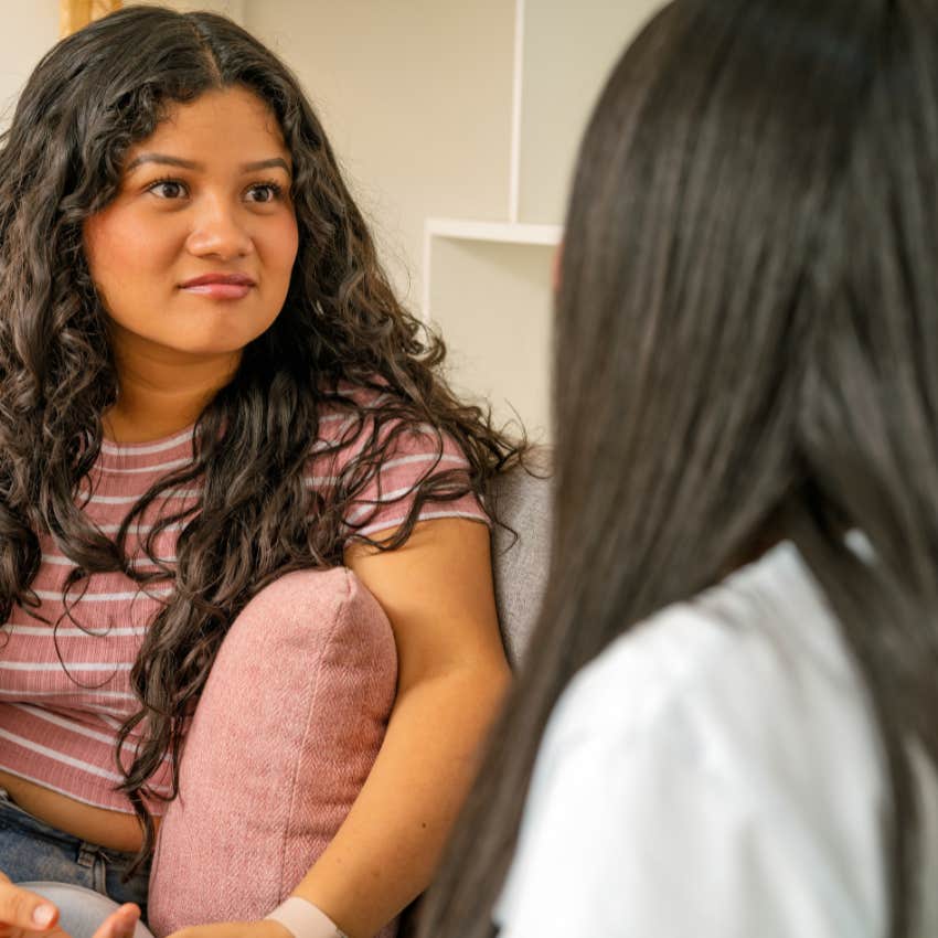 mentally radiant woman asking her friend what she thinks