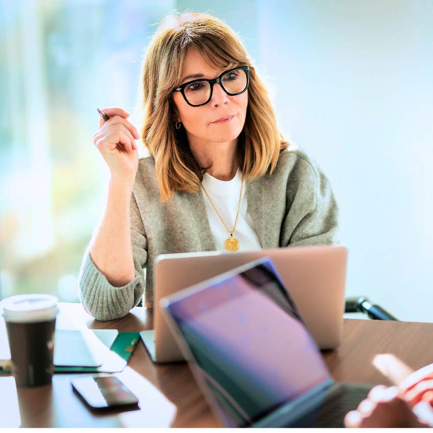Middle-aged woman saying "back in my day" at work.