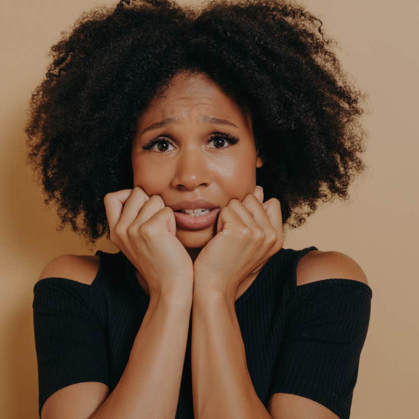 insecure woman worrying about others
