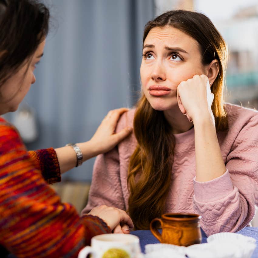 chronically complaining woman being comforted by friend
