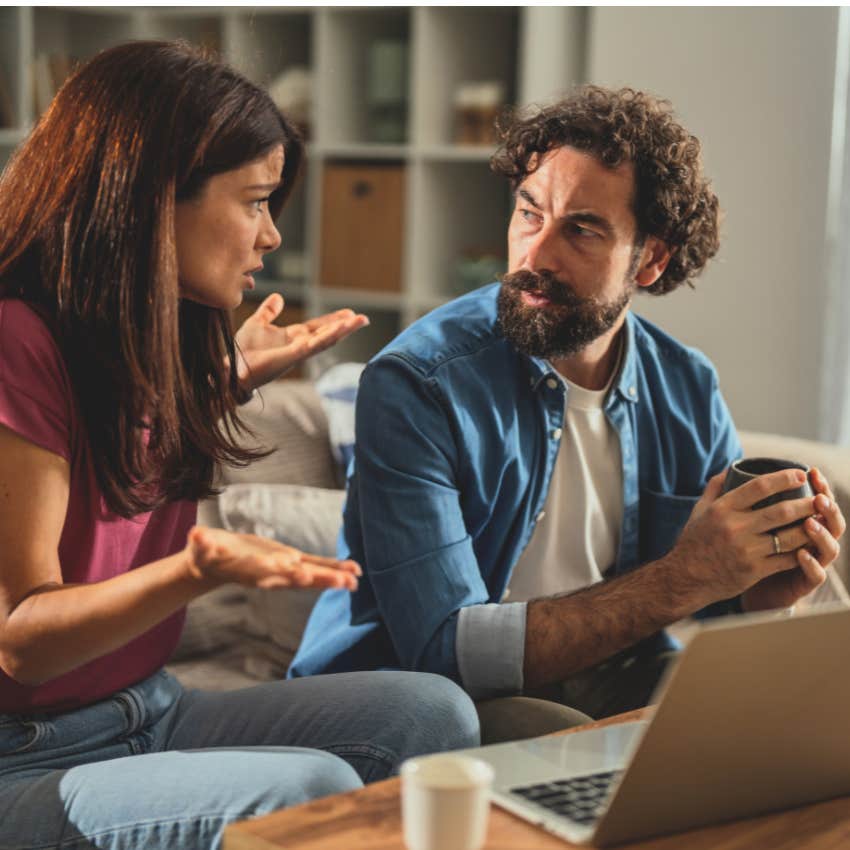 woman using manipulative tactics on her partner at home