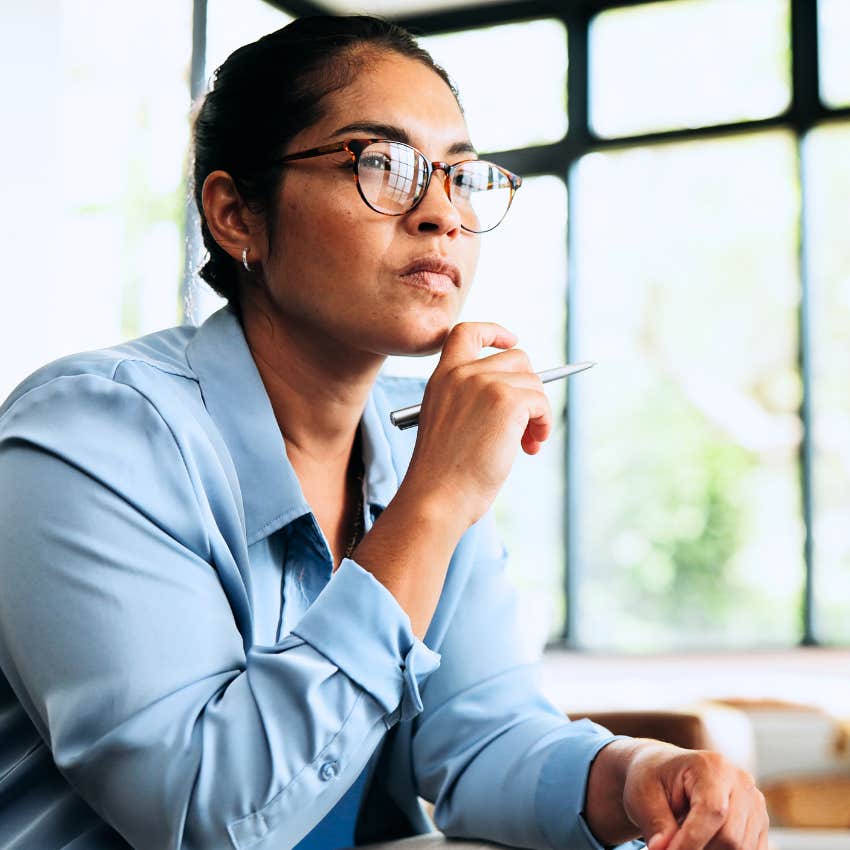Woman who's a future thinker sitting at work.