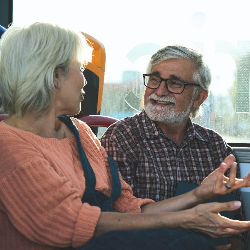 Man offering an easy out for plans on the bus with a friend.