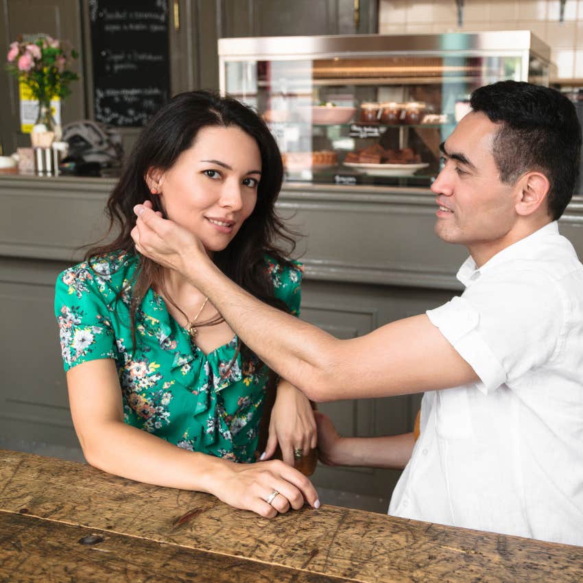 superficial man appreciating his physically attractive partner