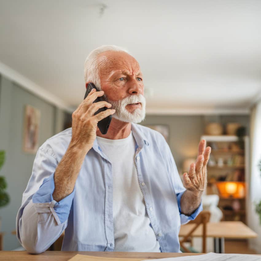 older man on the phone angrily saying younger generations just don't get it