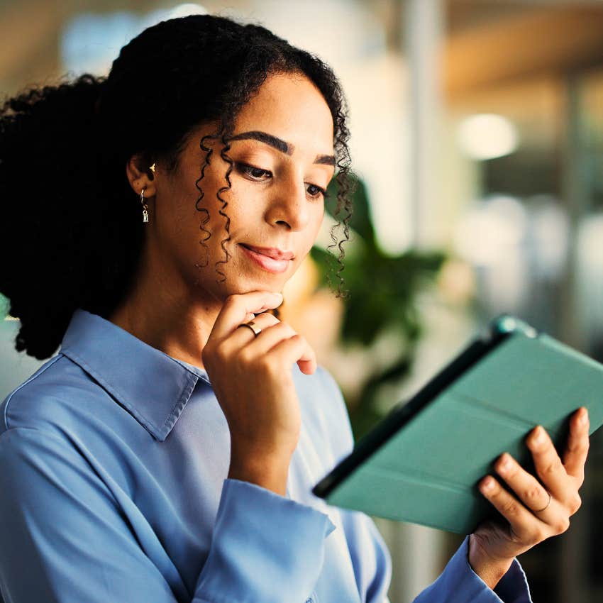 Woman who loves trying new restaurants making plans