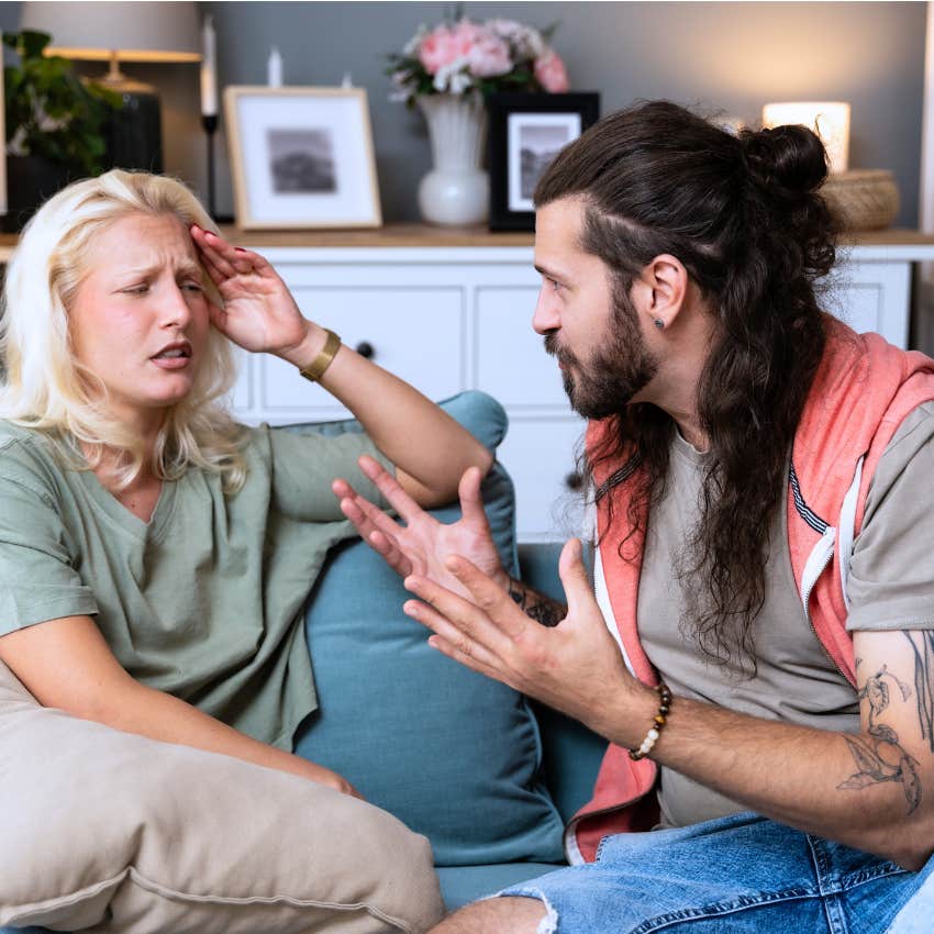 Woman saying that's a weird question to her curious partner