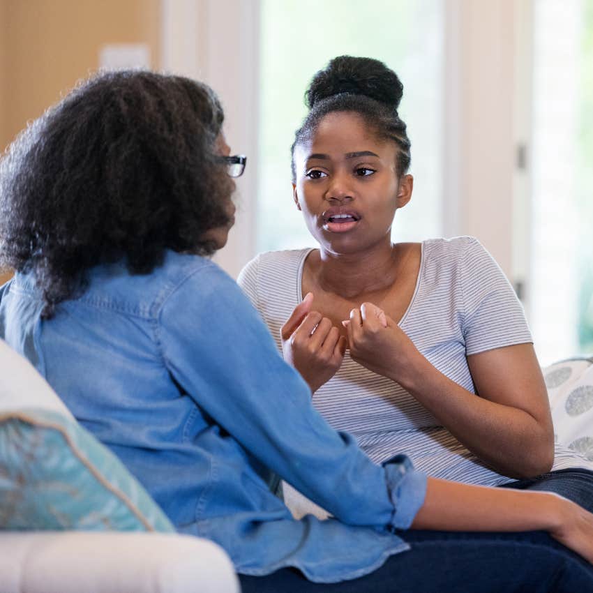 mother and daughter having a tough conversation